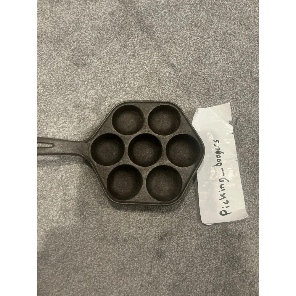 Vintage Cast Iron AEBLESKIVER Pan Danish Pancake Balls/Egg Poacher Heat Ring #2